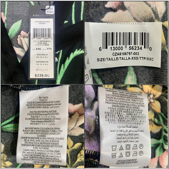*NWT* BCBGMaxAzria Black Botanical Print Flowy Fit & Flare Dress - Size XXS - Picture 16 of 16
